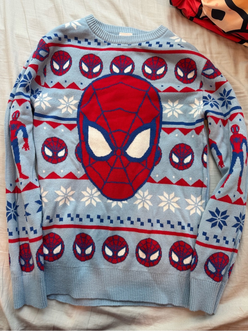 Marvel Light Blue Spider-Man Holiday Sweater